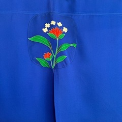 着物リメイク暖簾、ブルー、花柄、横ー61–丈ー93!
の画像