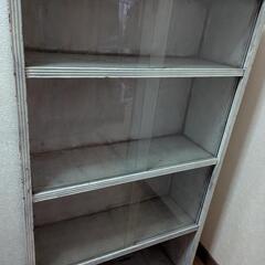 木製 食器 棚 ガラス扉付き ラック ヴィンテージ レトロ アンティークの画像