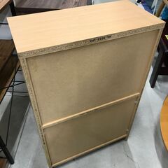 ★ジモティ割引あり★ 食器棚 ロータイプ 木目調 ライトブラウン W(幅)58.5×D(奥行き)29×H(高さ)91cm ※クリーニング済みの画像