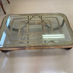 受け渡し者決定！ローテーブル　ガラス　ラタンの画像