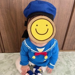80サイズ　ドナルド　コスチューム　ロンパース　ベレー帽の画像
