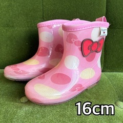 HELLO KITTY ピンク 水玉 長靴 16cm レインブー...