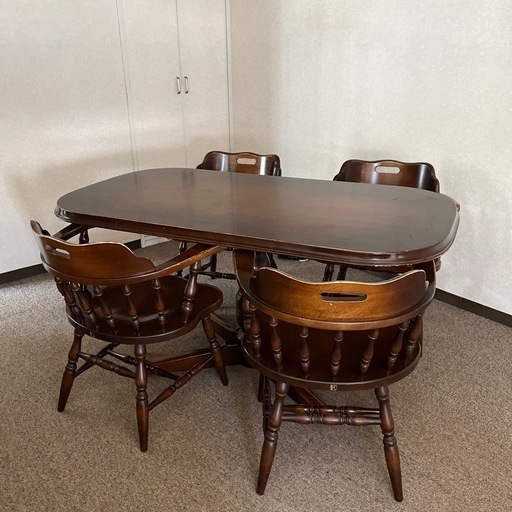 商品No.5 :希少！！アンティーク家具 飛騨HIDAダイニングテーブルと椅子4脚