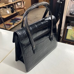 ☆値下げ☆W2505-246 レザーハンドバッグ ブラック レディース 中古の画像