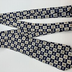シャネル ネクタイ 白×青 ココマーク 幅10cm 送料無料