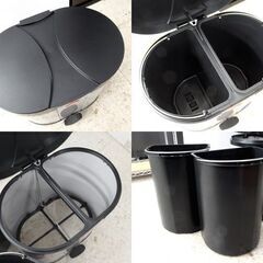 美品 WESCO ペダル式ゴミ箱 セパレートダブル 各15L グレー 2分別ダストボックス 170611-76 札幌市 北区 屯田 の画像