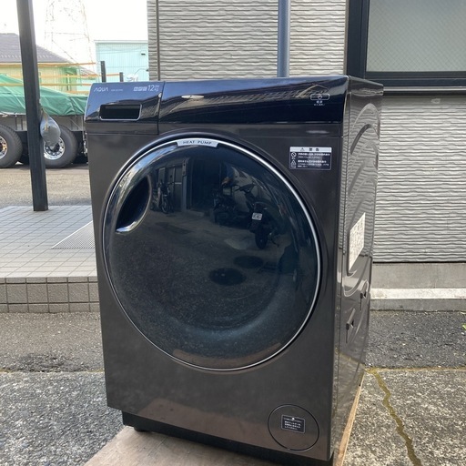 【美品】AQUA まっ直ぐドラム2.0 AQW-DX12P-R シルキーブラック ドラム式洗濯乾燥機 洗濯12kg 乾燥6kg