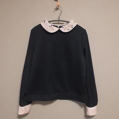 (グリーン)丸襟カットソーの画像