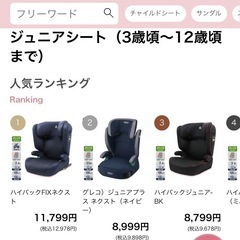 ジュニアシート　できればISOFIX 対応　お譲りください