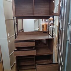 ★ジモティ割あり★  食器棚 ブラウン H180×D45×W90 クリーニング済み TK5164の画像