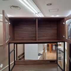 ★ジモティ割あり★  食器棚 ブラウン H180×D45×W90 クリーニング済み TK5164の画像