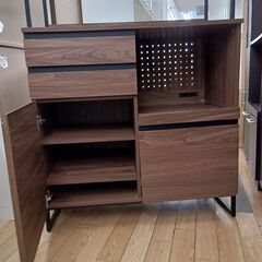 ★ジモティ割あり★  食器棚 ブラウン H180×D45×W90 クリーニング済み TK5164の画像