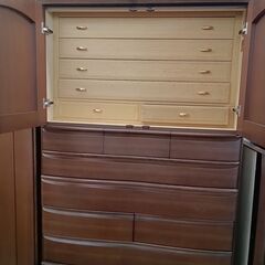 ★ジモティ割あり★  洋服タンス ブラウン H142×D61×W112 クリーニング済み TK5167の画像
