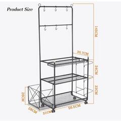 ホームジム収納ラック 3段 輪フィットネス用品 トレーニング用品 ヨガマット ダンベル収納ラック 組み立て簡単 ホイール付きの画像