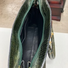 ☆値下げ☆A2505-253 SAPEL イタリア製 ハンドバッグ クロコ柄 グリーン キズ汚れ有りの画像