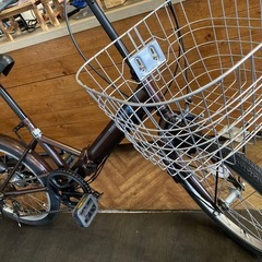 【前後タイヤ・チューブ新品！】6段変速　20インチ折りたたみ自転車　ブラウンの画像