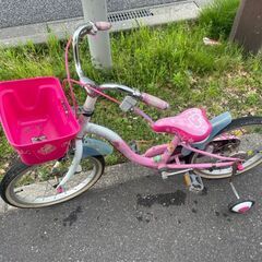 キッズ自転車　No.259　ピンク　補助輪付き　18インチ　【リ...