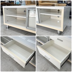 【美品‼️】ニトリ 145cm幅ローボード テレビ台 リビング収納家具 鏡面仕上げホワイト♪の画像