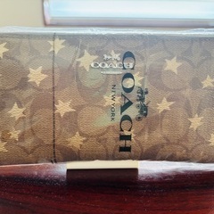 <COACH>長財布シグネチャー ポップスタープリント/カーキマ...