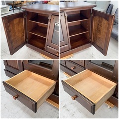 【美品‼️】高級♪ カリモク家具 168cm幅サイドボード キャビネット 多目的棚 リビング収納家具 木製ブラウン♪の画像