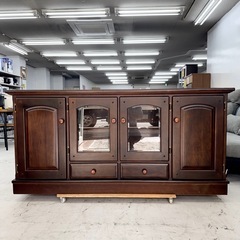 【美品‼️】高級♪ カリモク家具 168cm幅サイドボード キャビネット 多目的棚 リビング収納家具 木製ブラウン♪の画像