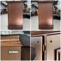 【美品‼️】高級♪ カリモク家具 168cm幅サイドボード キャビネット 多目的棚 リビング収納家具 木製ブラウン♪の画像