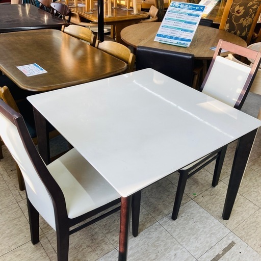 【ジモティー割引で最大15％OFF⭐️】 ダイニングセット　ダイニングテーブル＆チェア2脚セット　白×ブラウン