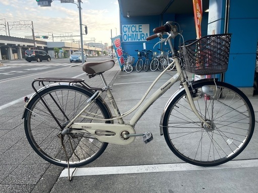 【大人用】整備済中古自転車 パナソニック 27型ヴィアトーレ ベージュ色 <自転車のオオムラ 静岡店>