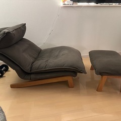 無印良品ーハイバックリクライニングソファ　１シーター　+ ハイバックリクライニングソファ用オットマン(セット)　の画像