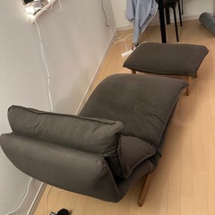 無印良品ーハイバックリクライニングソファ　１シーター　+ ハイバックリクライニングソファ用オットマン(セット)　の画像