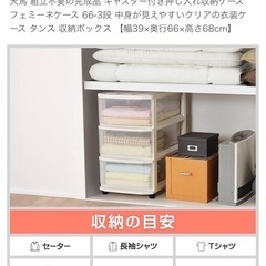 天馬 組立不要の完成品 キャスター付き押し入れ収納ケース フェミーネケース 66-3段 中身が見えやすいクリアの衣装ケース タンス 収納ボックス 【幅39×奥行66×高さ68cm】 の画像
