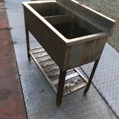 業務用 2槽シンク　長90/高80/幅45cm サビあり