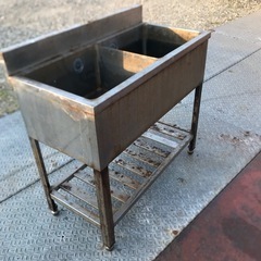 業務用 2槽シンク　長90/高80/幅45cm サビありの画像