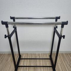 パイプハンガーラック ダブル ブラック キャスター付きの画像