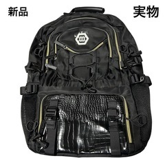 新品　大容量　リュック　黒　ブラック　多機能　多収納　部活　旅行　アウトドアの画像