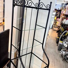 オープンラック スチール×ガラス棚 飾り棚 シェルフユニット ランドリーラック ガーデニングラック ★買取帝国 志木店の画像