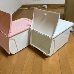 【お取引終了】ニトリ 白＆ピンク 収納ケースの画像