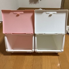 【お取引終了】ニトリ 白＆ピンク 収納ケースの画像