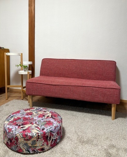 【可愛い】２人掛けソファ(あぐらクッション付)