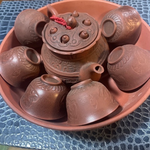 アンティーク【中国茶器】『茶器セット（急須・茶碗6個お盆）