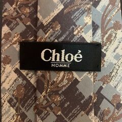 Chloé HOMME シルク100%ネクタイ 幾何学×花柄 日本製 高級感の画像
