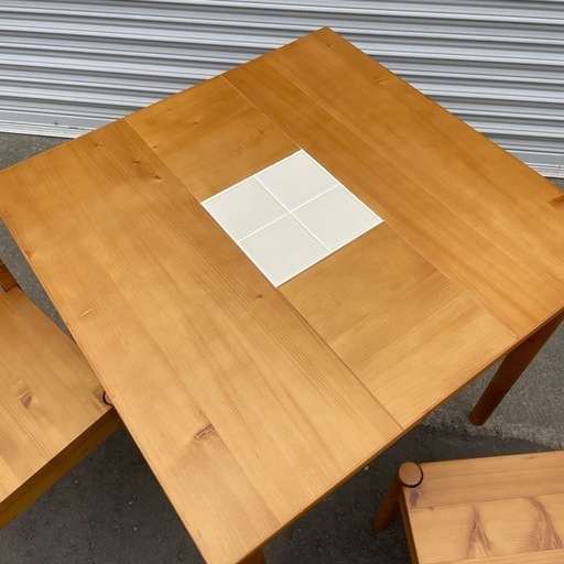 【まとめてお得】2人掛け 旭川家具　ダイニングテーブル　3点セット チェア 木製　オシャレ