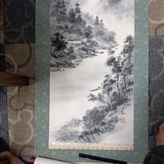 旧家から出た水墨画の掛け軸たぬの画像
