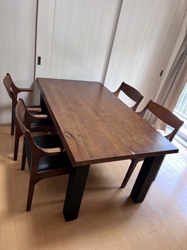 ロボット掃除機可ダイニングセット｜テーブル＋チェア4脚