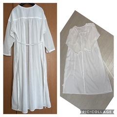GU ロングシャツ L ワンピース ロングカーディガン レディース 白 透け感の画像
