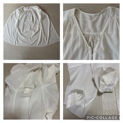 GU ロングシャツ L ワンピース ロングカーディガン レディース 白 透け感の画像