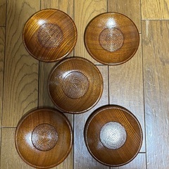 茶托 木製5枚セットとお盆の画像