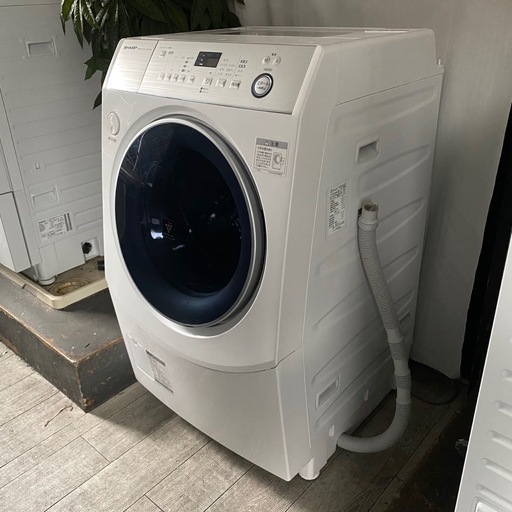 SHARP☆ドラム式洗濯機パワフル大容量で洗濯性能が高い右に開くドア分解清掃メンテナンスもしてある安心の日本メーカー