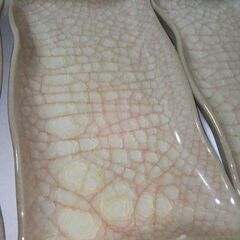 未使用京都たち吉　紅貫入　焼物皿　角皿　3枚セットの画像