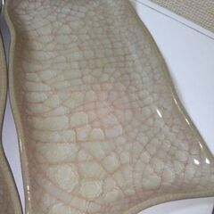 未使用京都たち吉　紅貫入　焼物皿　角皿　3枚セットの画像